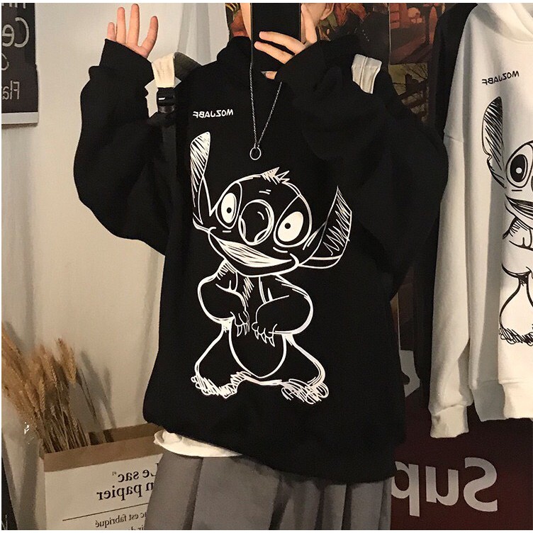 Áo hoodie Unisex Chuột Stitch chất liệu nỉ bông