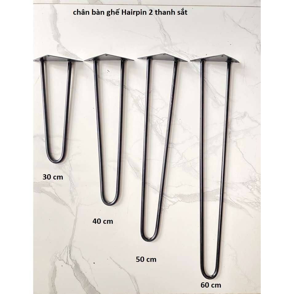 Chân Bàn Ghế Sắt Hairpin Loại 2 Thanh Sắt (Kèm Vít) , Màu Đen và Vàng Đồng - 1 cái chân