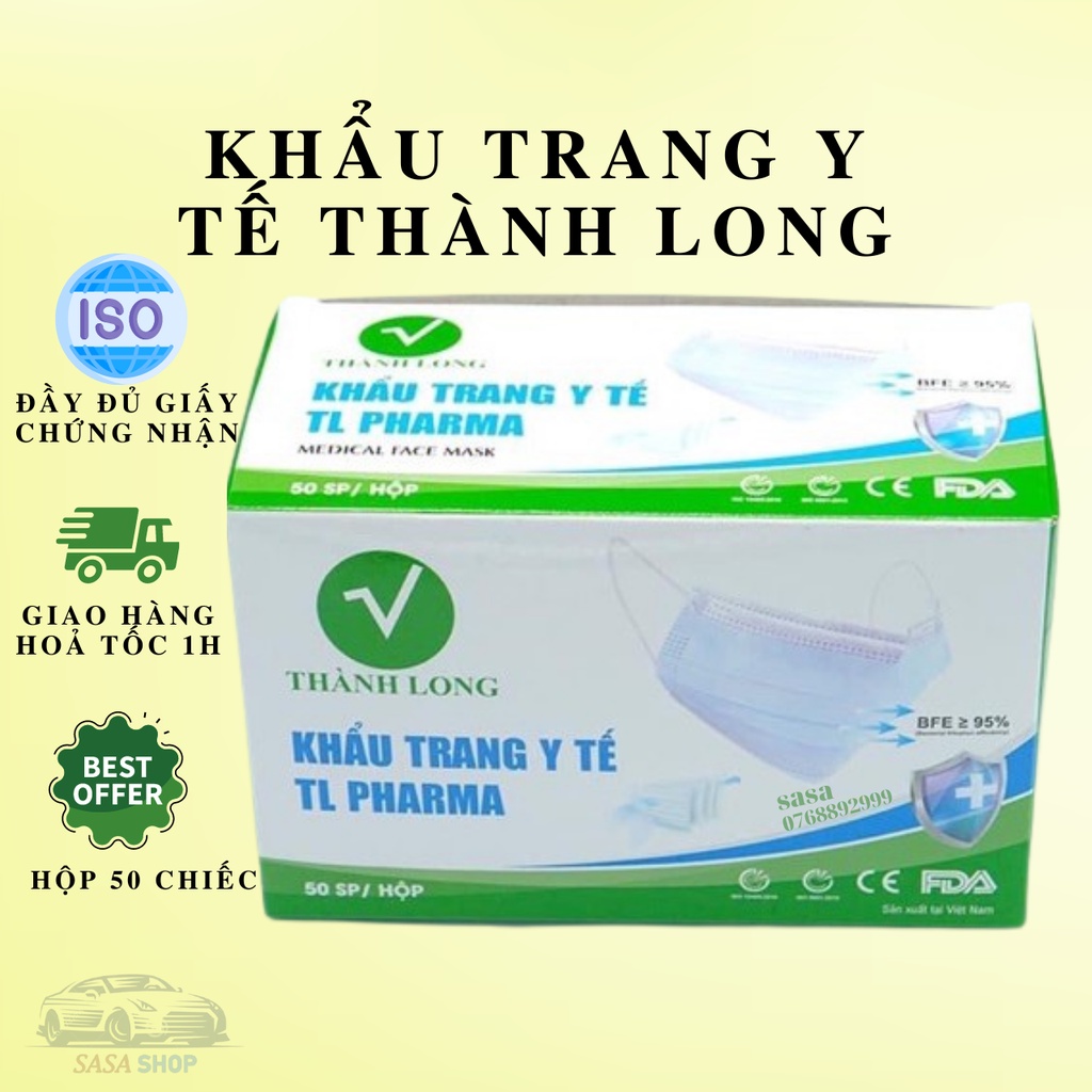 KHẨU TRANG Y TẾ KHÁNG KHUẨN 4 LỚP THÀNH LONG PHARMA - HỘP 50C