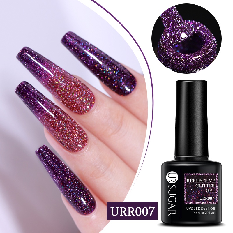 Gel sơn móng tay UV UR SUGAR 10 màu sắc phản quang tùy chọn 7.5ml