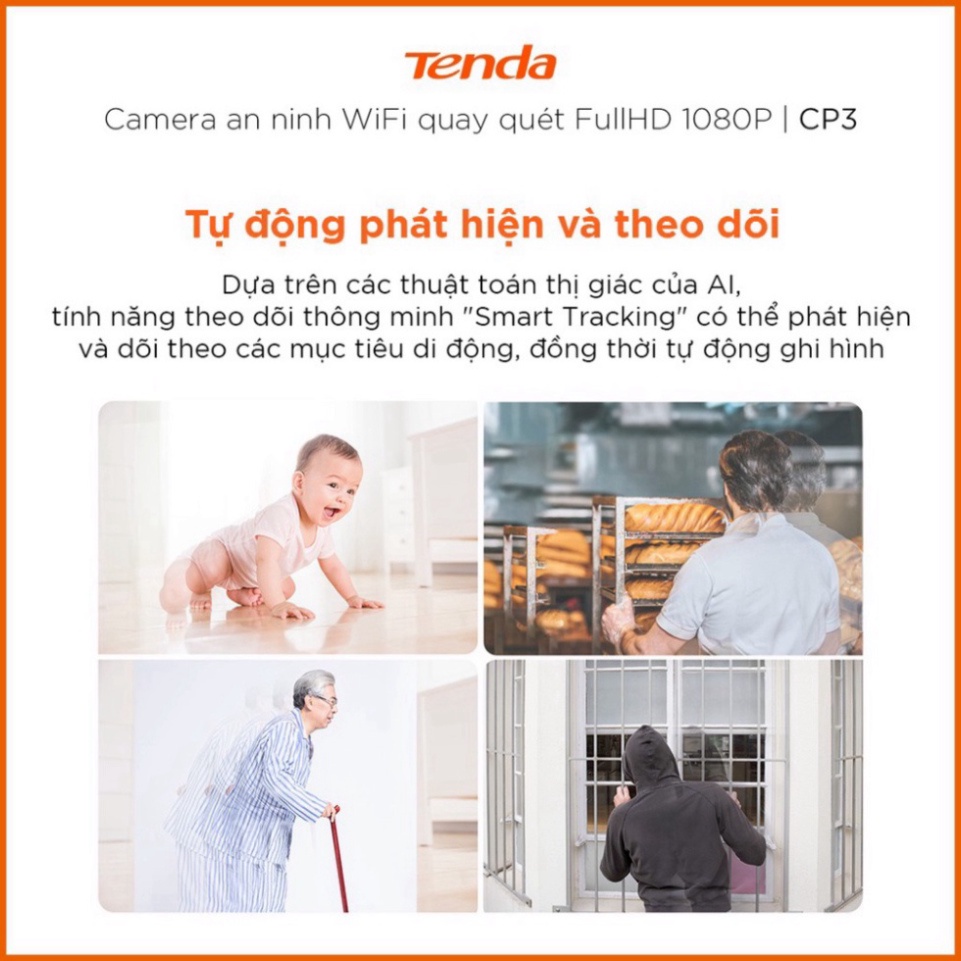 Camera IP Wifi Tenda CP3 Full HD 1080P 360° KÈM THẺ NHỚ