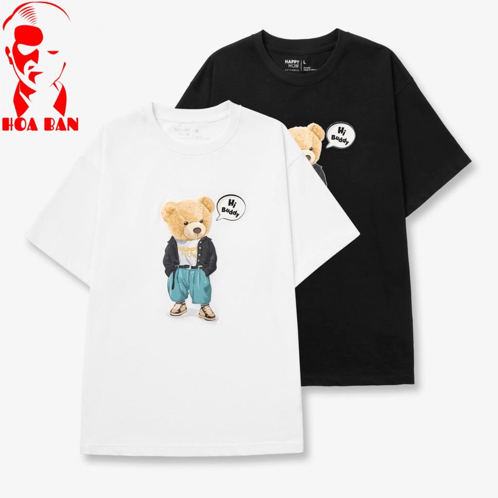 Áo thun unisex STREETBEAR vải cotton dệt kim sợi đôi, form oversize, trẻ trung, năng động - HAPPYHOW