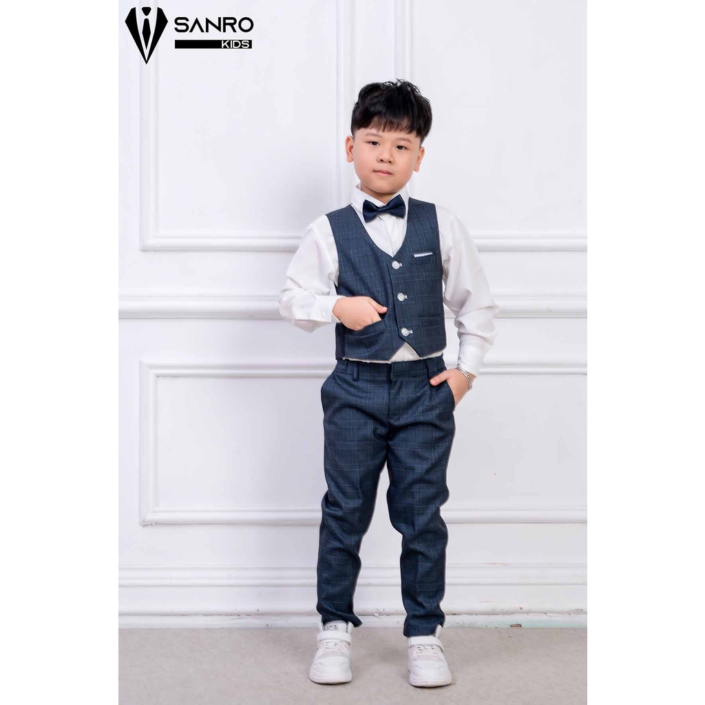 Bộ vest bé trai thiết kế rêu kẻ