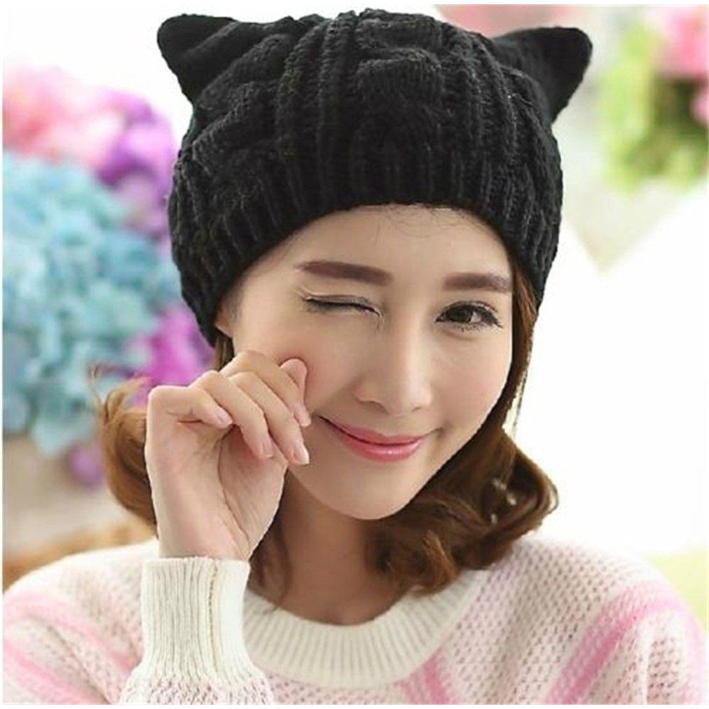 PINEVN Mũ Beanie Tai Mèo Dễ Thương Cho Nữ