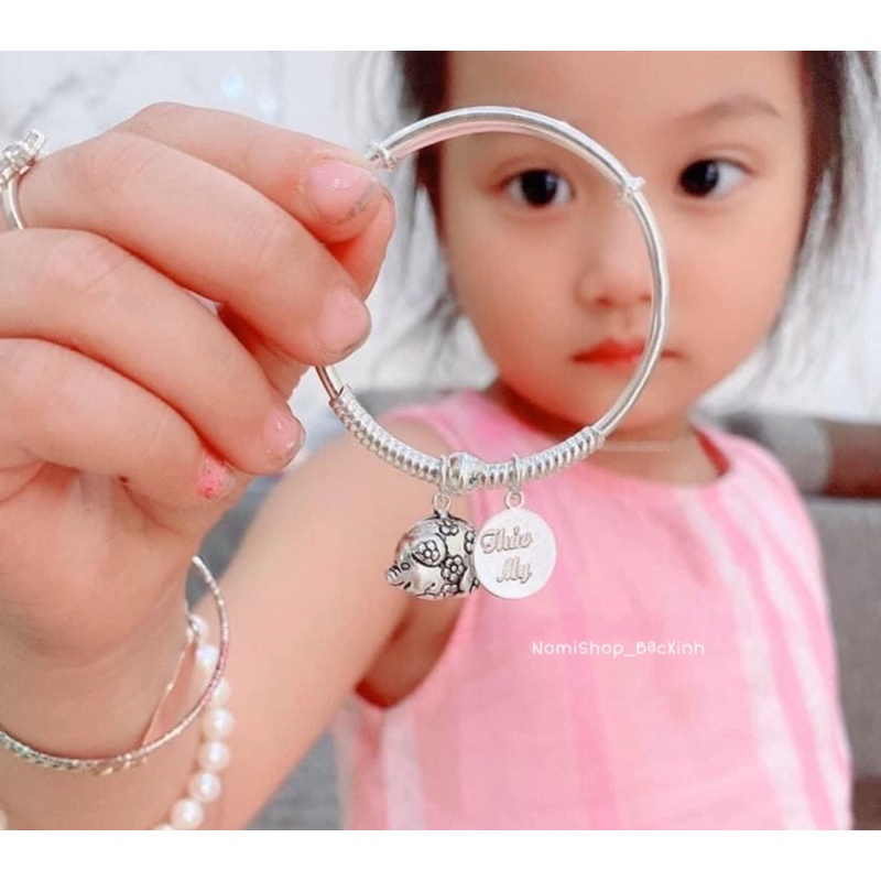 Vòng tay Bạc S99 tặng bé {Miễn phí khắc tên + Treo charm} Món quà độc đáo ý nghĩa cho bé Mainomi Shop Bạc Xinh