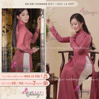 Áo dài lụa Tây Thi hồng đỗ 💝CHAANG💝 May áo truyền thống lụa tuyết đẹp, vải nhiều màu