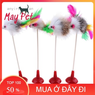 ☀️Gậy gắn chuột giả làm đồ chơi cho mèo độc đáo-Chuột giả gắn gậy có giác hút dùng làm đồ chơi cho mèo - MayPet