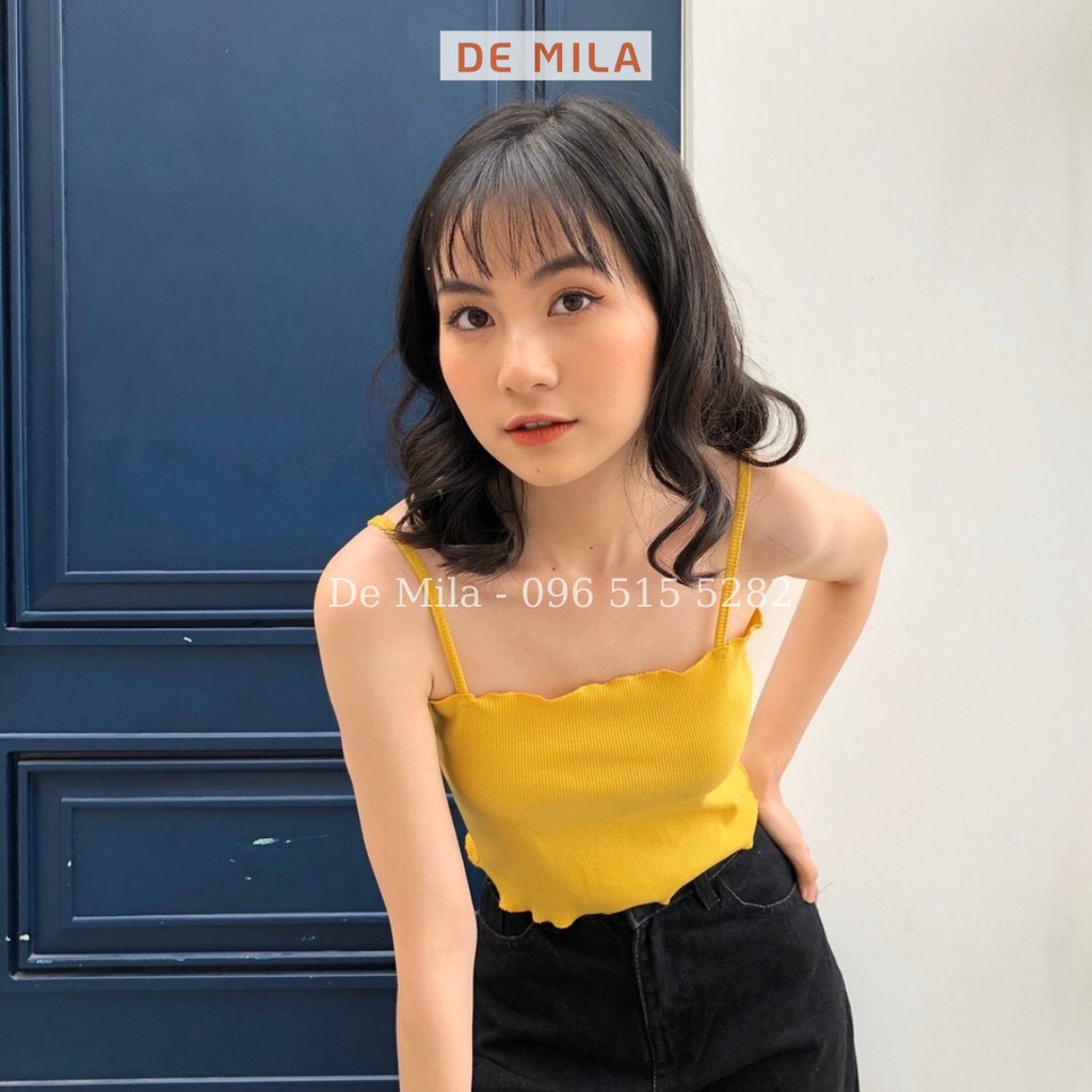 Áo Hai Dây De Mila Dáng Ôm Viền Lượn Sóng Vải Cotton Mịn Cao Cấp Áo 2 Dây Nữ Co Giãn 4 Chiều - AVQ45 | BigBuy360 - bigbuy360.vn