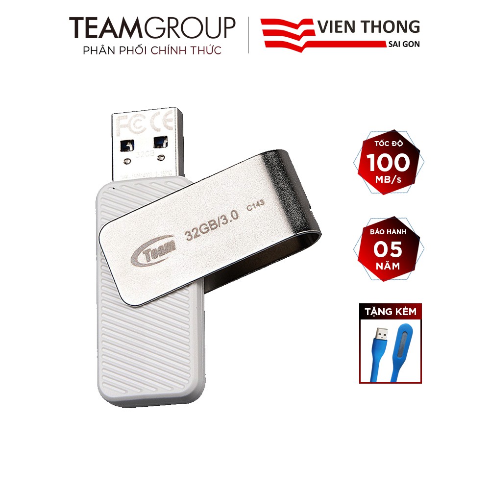 USB 3.0 Team Group C143 32GB INC tốc độ upto 80MB/s tặng đèn LED - Hãng phân phối chính thức