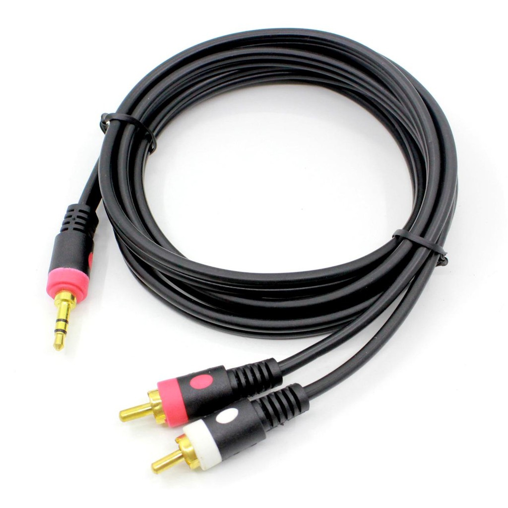 Cáp âm thanh 3.5mm sang 2 giắc cắm RCA 1.5m/3m/5m/10m màu đen cho điện thoại tai nghe và loa