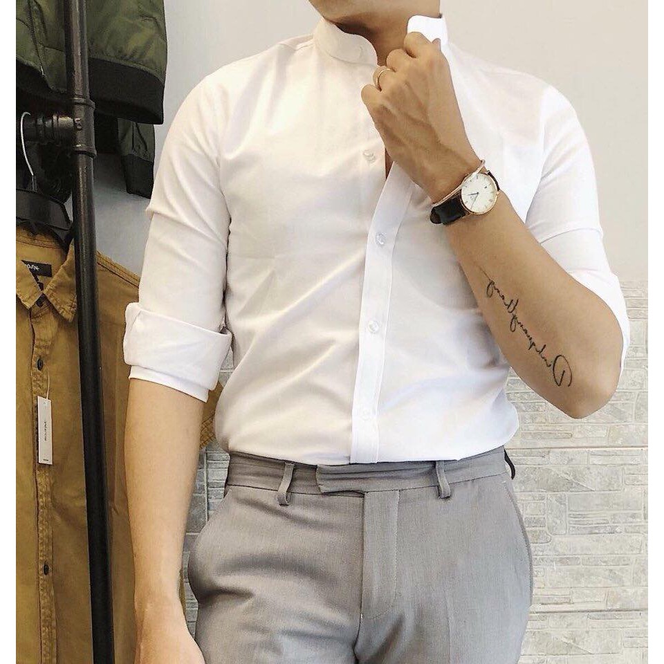 FREESHIP 99K TOÀN QUỐC_Áo sơ mi trắng cô tàu k nhăn, k xù, k bám bụi | BigBuy360 - bigbuy360.vn