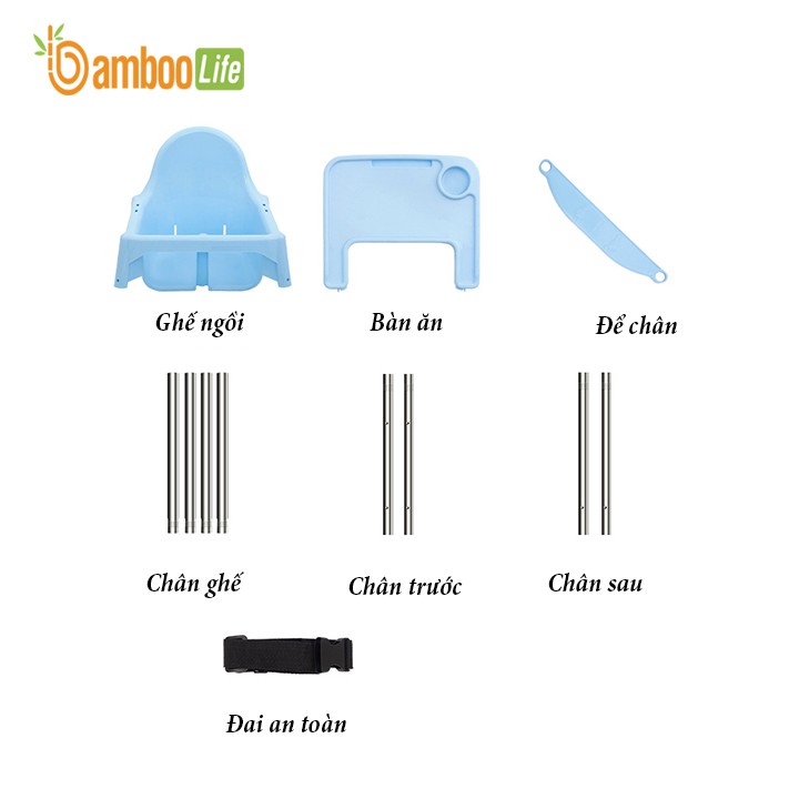 Ghế ăn dặm cho bé Bamboo Life BL085 đa năng có thể gấp gọn, thay đổi độ cao tiện lợi dùng ở nhà, mang đi du lịch