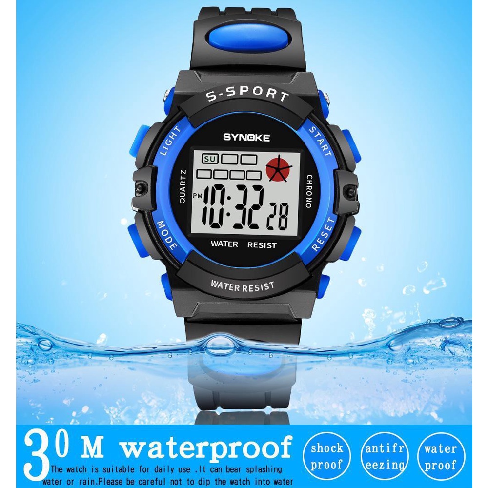 SYNOKE Fashion Popular Waterproof Children Boys Girl Digital LED Sports With Date Wrist Watch