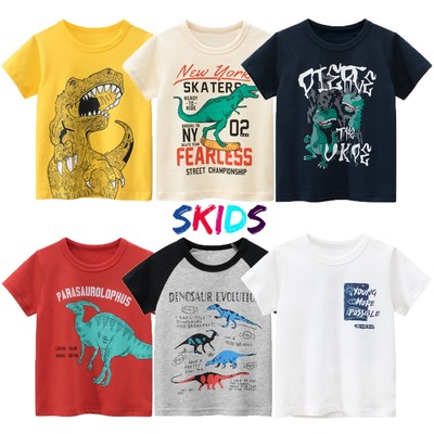 Áo bé trai cộc tay SKIDS áo thun cho trẻ em chất cotton mùa hè thời trang trẻ em 2 đến 8 tuổi