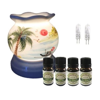 (Free ship) 4 chai tinh dầu Eco oil bất kỳ và đèn xông tinh dầu điện MNB 12x10cm (tặng 2 bóng)( giá siêu rẻ )