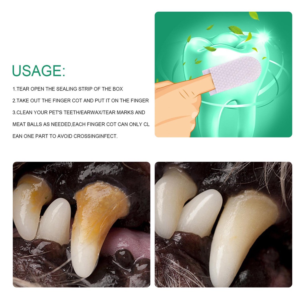 Bộ 20 Khăn Siêu Mềm Đeo Ngón Tay Vệ Sinh Răng Dùng Một Lần Cho Thú Cưng