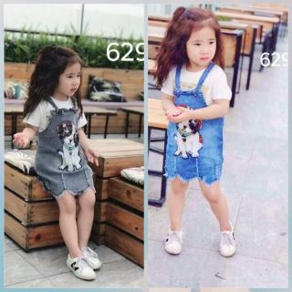 Yếm jean kèm áo cho bé gái