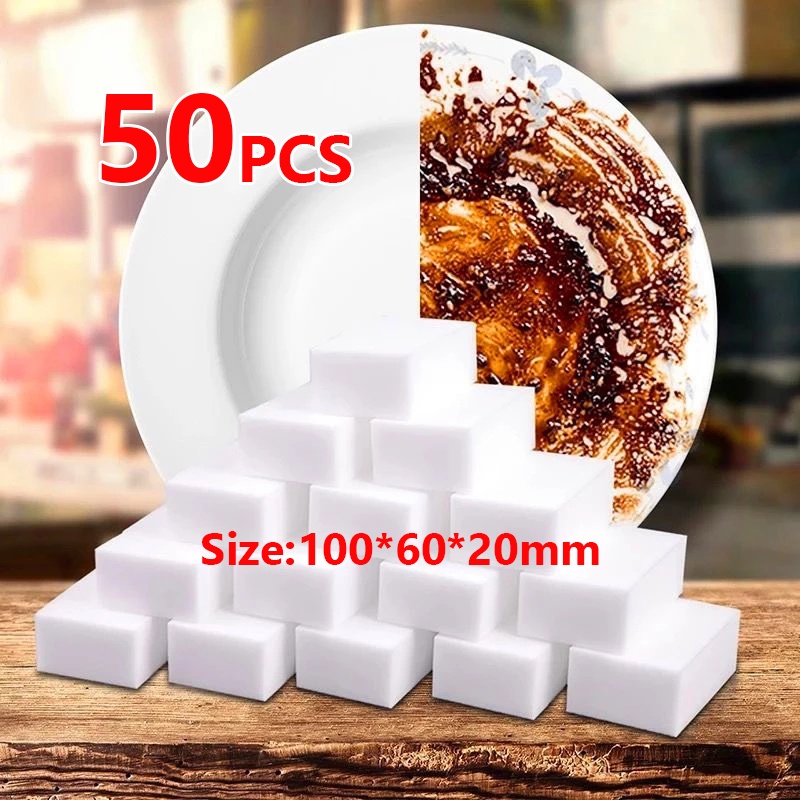 Bộ 50 Miếng Bọt Biển Ma Thuật 10x6x2cm Làm Sạch Nhà Bếp / Phòng Tắm