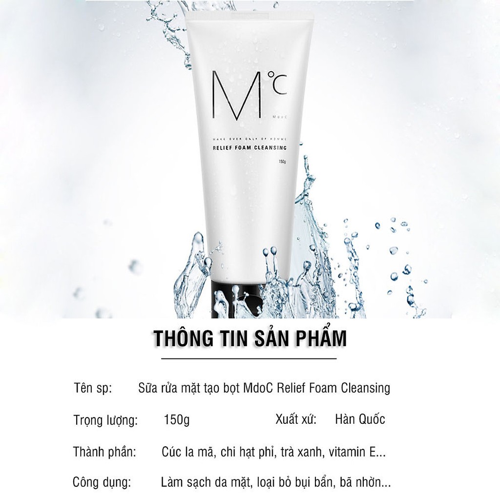 Sữa Rửa Mặt Nam MdoC Foam Cleansing 150g - Làm Sạch Bã Nhờn Bụi Bẩn