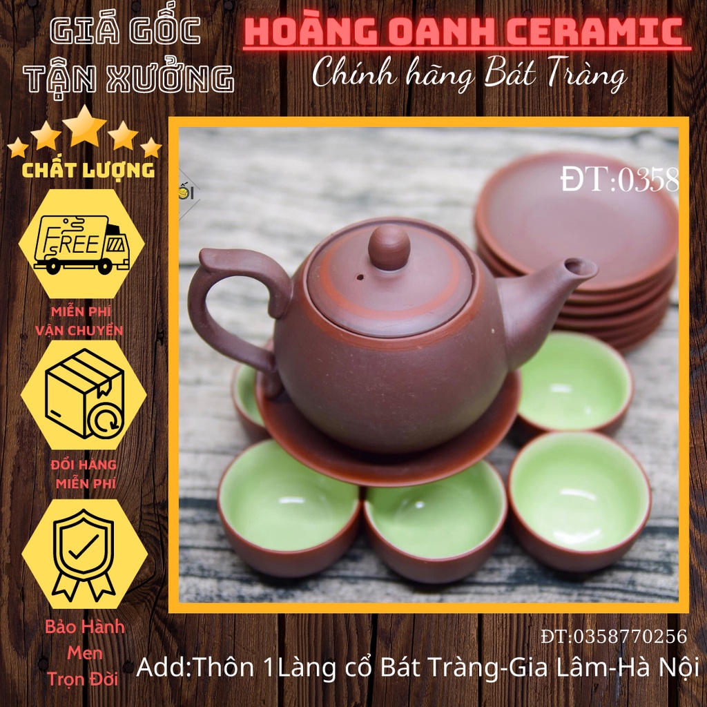 Gốm sứ Bát Tràng,giá nhà lò-Ấm chén Tử sa,đất nung đỏ-Bộ Trà Tiểu Anh(bộ không đi kèm 2 món phụ kiện)