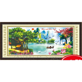 Tranh Thêu Chữ Thập 3D Non Nước Hữu Tình 53371 (KHÁCH TỰ THÊU) KT:151X70CM