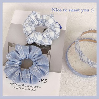 COMBO BĂNG ĐÔ + CỘT TÓC SCRUNCHIES SỌC CARO