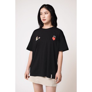  Áo Thun BOO Nữ Oversize Dáng Rộng 100%Cotton Màu Đen In Hình Busticker " Bắn vào tim em này"