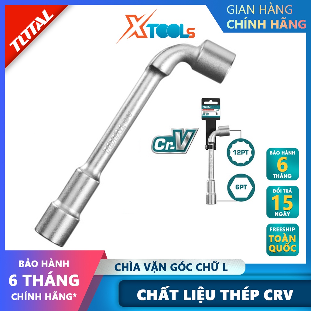 Chìa vặn góc chữ L TOTAL| kích thước 10mm - 19mm, chất liệu CR-V, chìa vặn được đúc nguyên khối [CHÍNH HÃNG] [XTOOLs]
