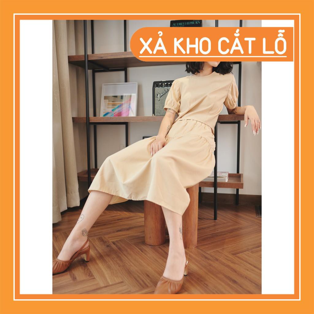 . Happy Zoo - Áo tay ngắn cổ tròn ( 2 màu ) / Váy dài lưng thun ( 2 màu ) .