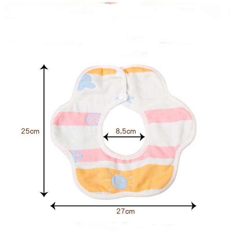 Yếm Dãi Tròn Xoay, Khăn Thấm Sữa, Nược Bọt Cho Trẻ Sơ Sinh Chất Mềm Mịn 6 lớp, Kháng Khuẩn, Dễ Vệ Sinh An Toàn Cho Bé