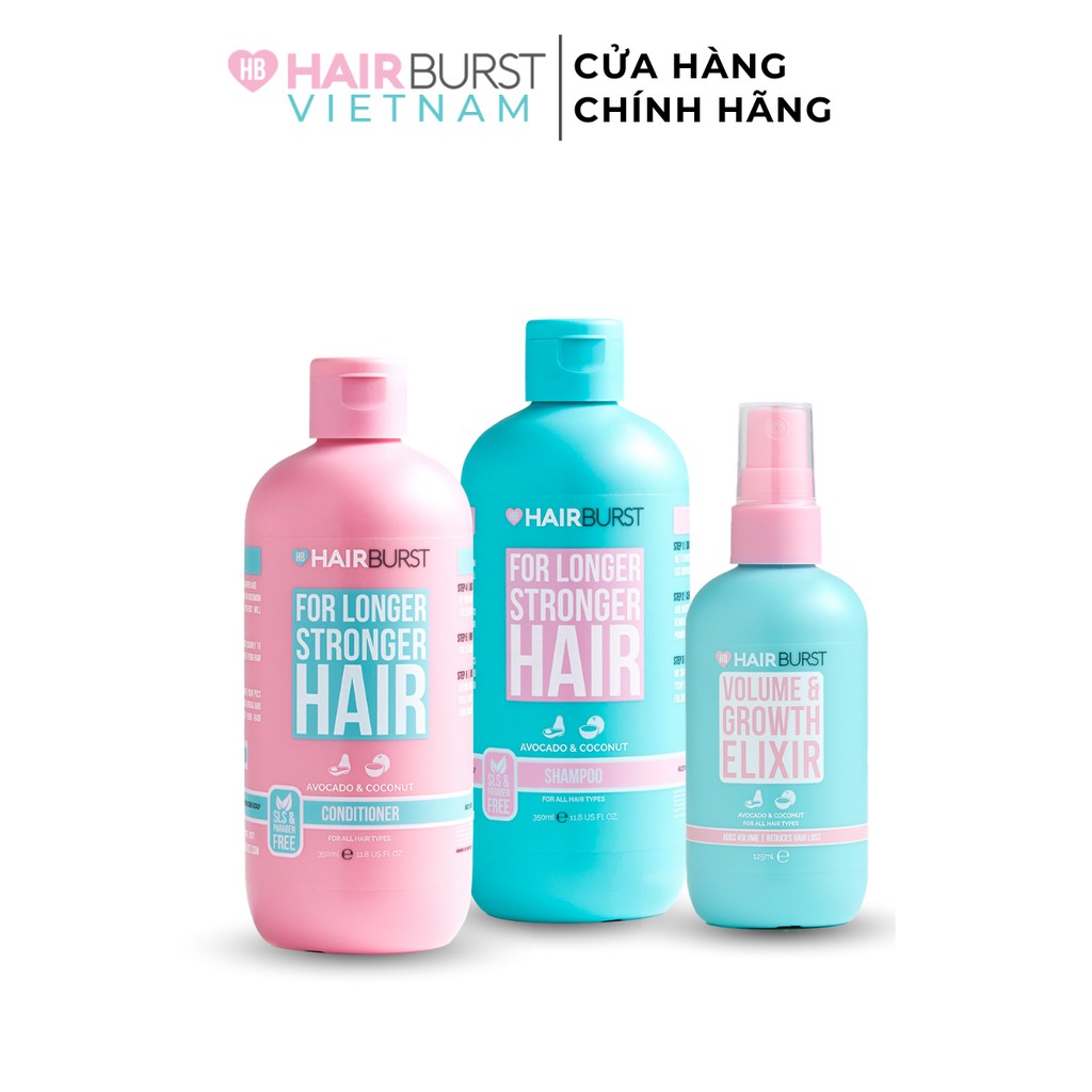 [Mã FMCGMALL -8% đơn 250K] Combo Gội Xả + Xịt Dưỡng Chăm sóc Mọc Tóc Hairburst 350ml/chai + 125ml