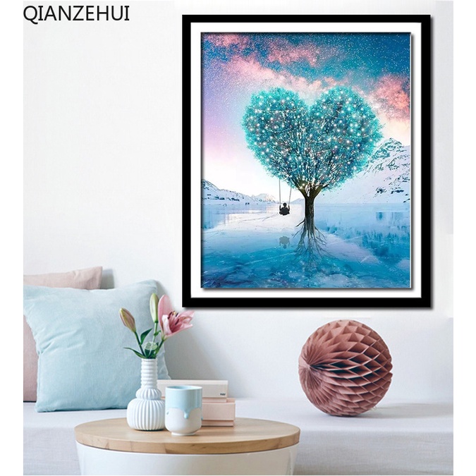 Bộ Tranh Đính Đá 5D Họa Tiết Cây Cối Và Tuyết Độc Đáo DIY Dùng Trang Trí Nhà Cửa