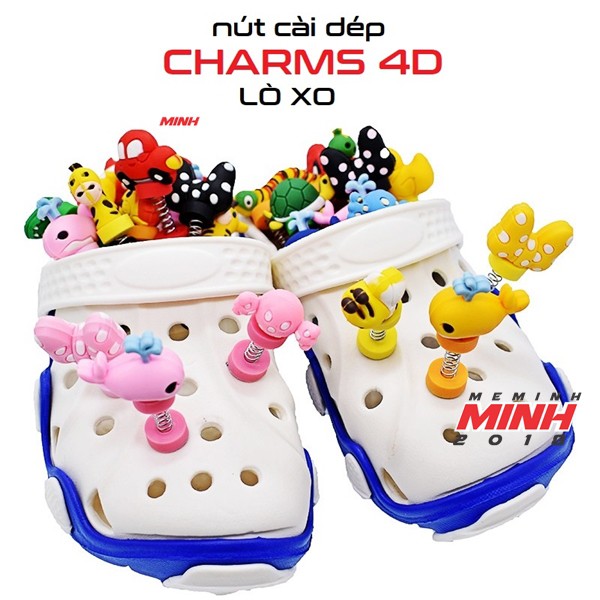 Nút cài dép Sticker Jibbitz Charm LÒ XO 4D cho sục bít đầu Crocs Duet Crocband Baya Bayaband