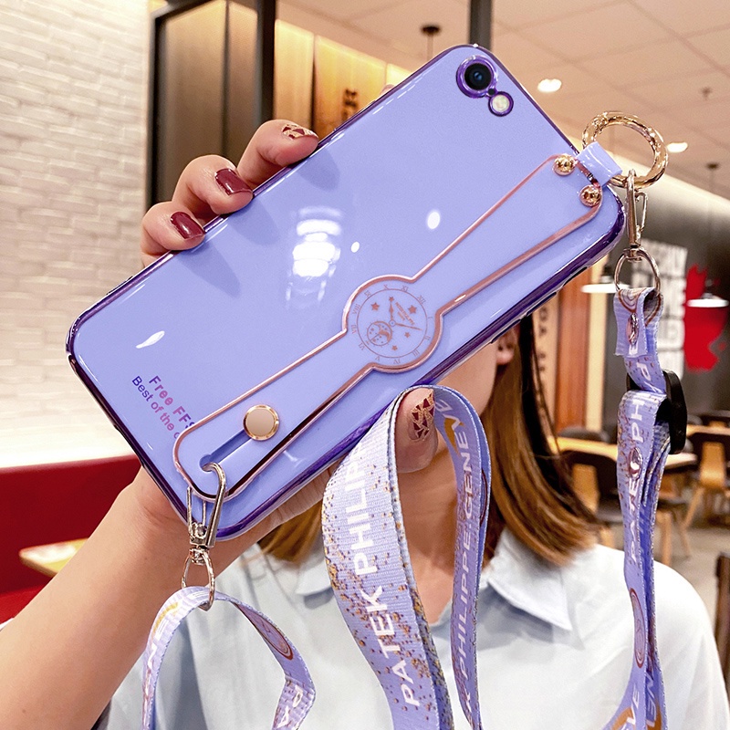 Ốp Điện Thoại Dẻo Đính Đá Sang Trọng Kèm Dây Đeo Cổ Cho iPhone 11 12 13 Pro Max case 7 Plus 6 Plus 7 8 6S Plus X XS XR Max