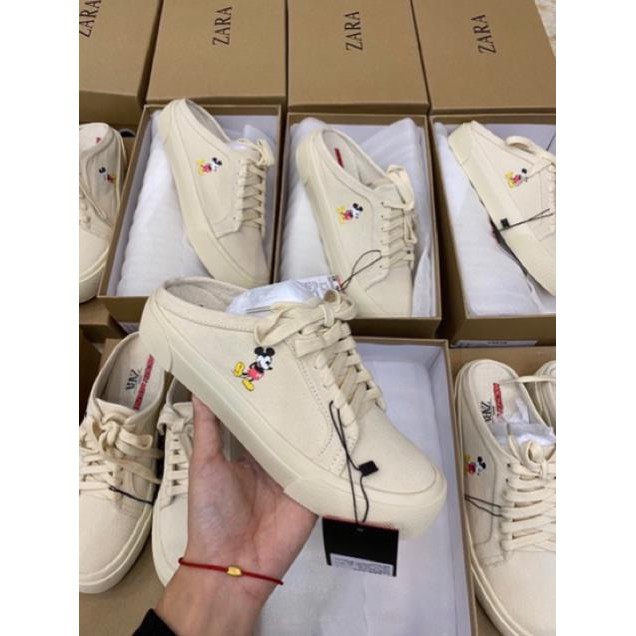Giày hở gót zara mickey xuất dư fullbox tag mác