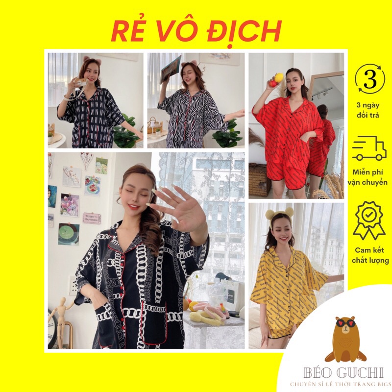 Đùi Cánh Dơi 50-110kg K1CD Béo Guchi Bigsize Pijama Lụa cao cấp -Đồ bộ nữ đồ ngủ mặc nhà