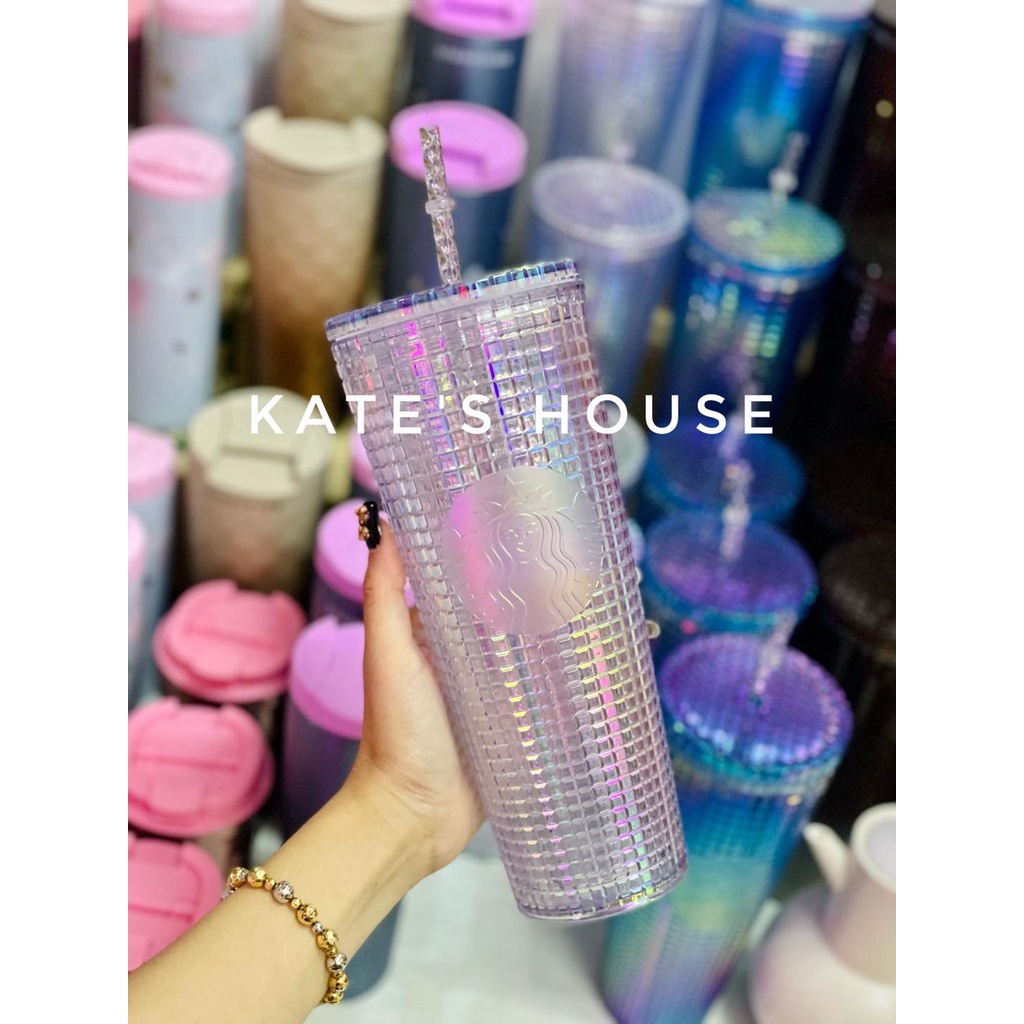 Ly nhựa 2 lớp Coldcup Grid Starbucks 2022 dung tích 710ml phiên bản mới nhất tại Châu Á 24oz