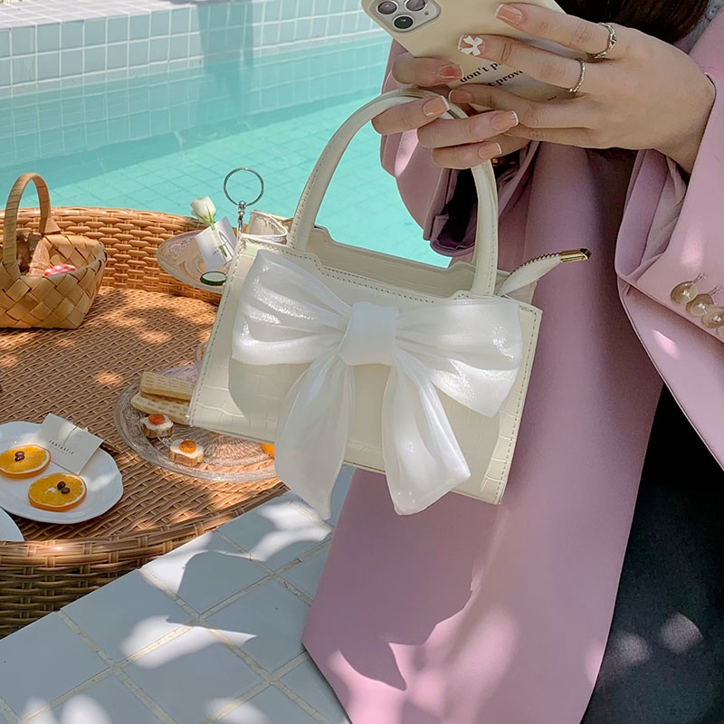 Túi Đeo Chéo Hình Vuông Đính Nơ Thời Trang Mùa Hè 2022 Cho Nữ