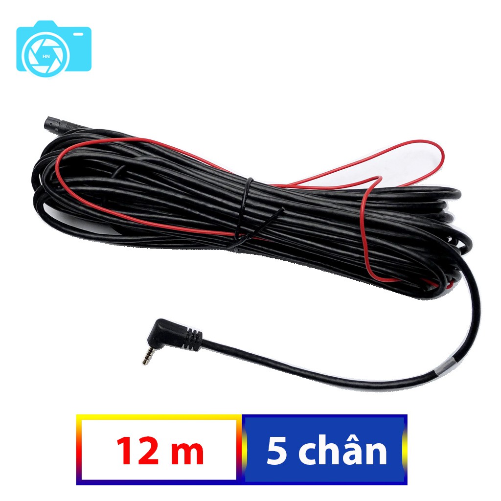 Dây tín hiệu cho camera lùi kết nối camera hành trình, 5 chân, jack 2.5mm, dài 12m