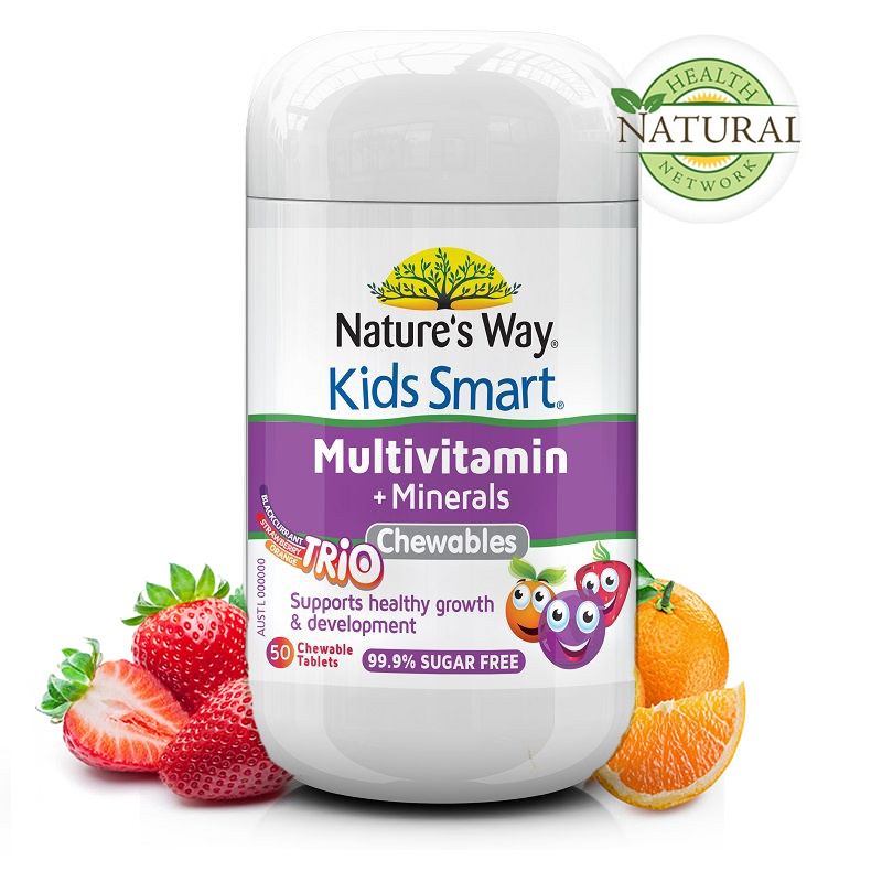 (Hạn T9/22) Bill Úc - Nature's Way Kids Smart Multivitamin + Minerals Trio 50 viên nhai