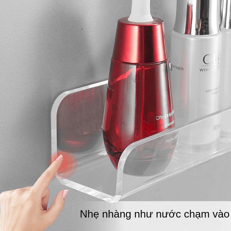 Toilet Phòng tắm Vanity Gương Mặt trước Khung hình Hẹp Kệ đựng Mỹ phẩm Sữa rửa Treo tường Free Punch