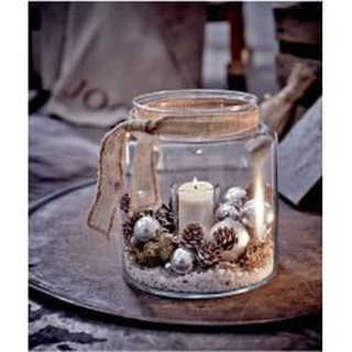 Lọ thủy tinh quả thông khô trang trí Noel - Decor Noel - Trang trí Giáng sinh