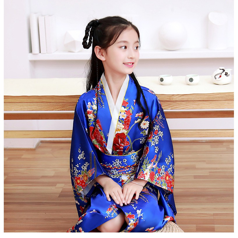 Áo kimono vải Satin mặc dịp lễ hội cho bé gái từ 19-32 kg