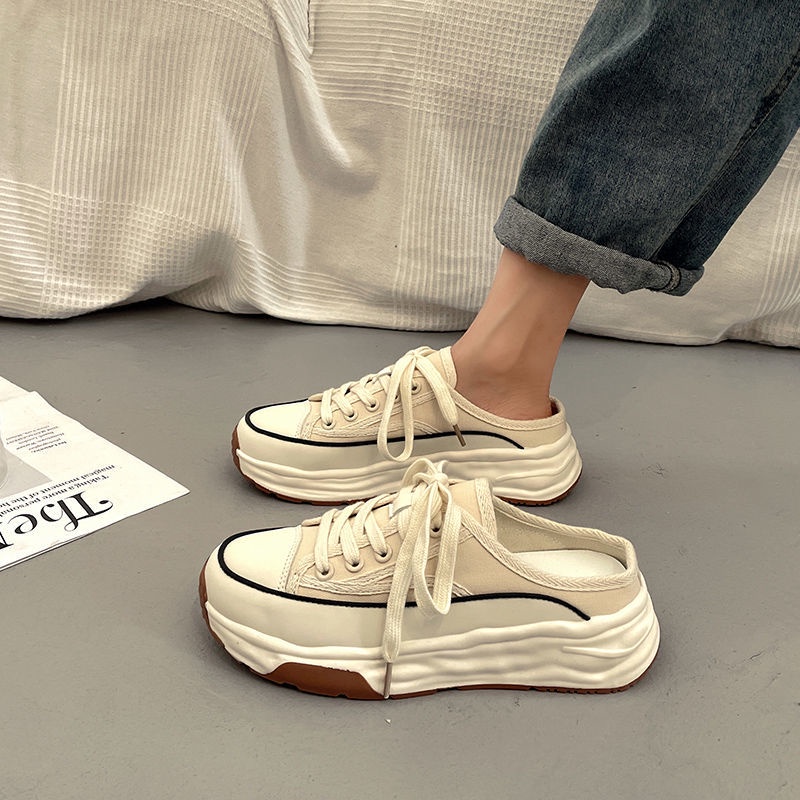 Dép Bít Mũi Chất Liệu Canvas Thời Trang Mùa Thu