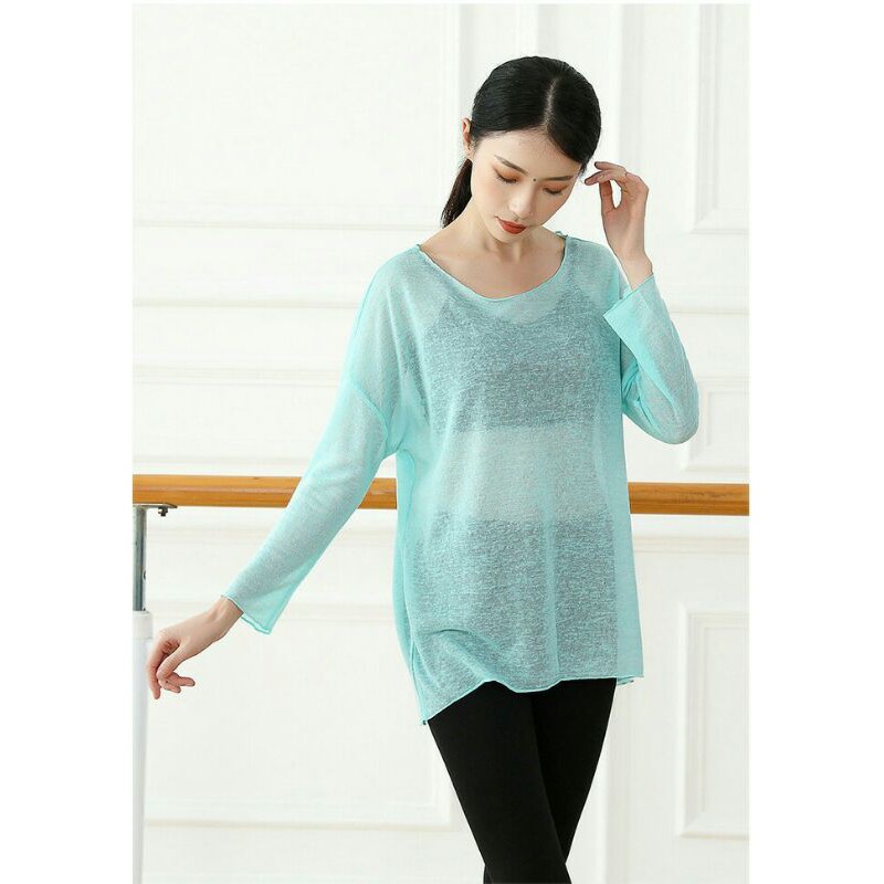 A07 | Áo lưới tập múa đương đại dài tay - Đồ Múa Tuệ Nhiên