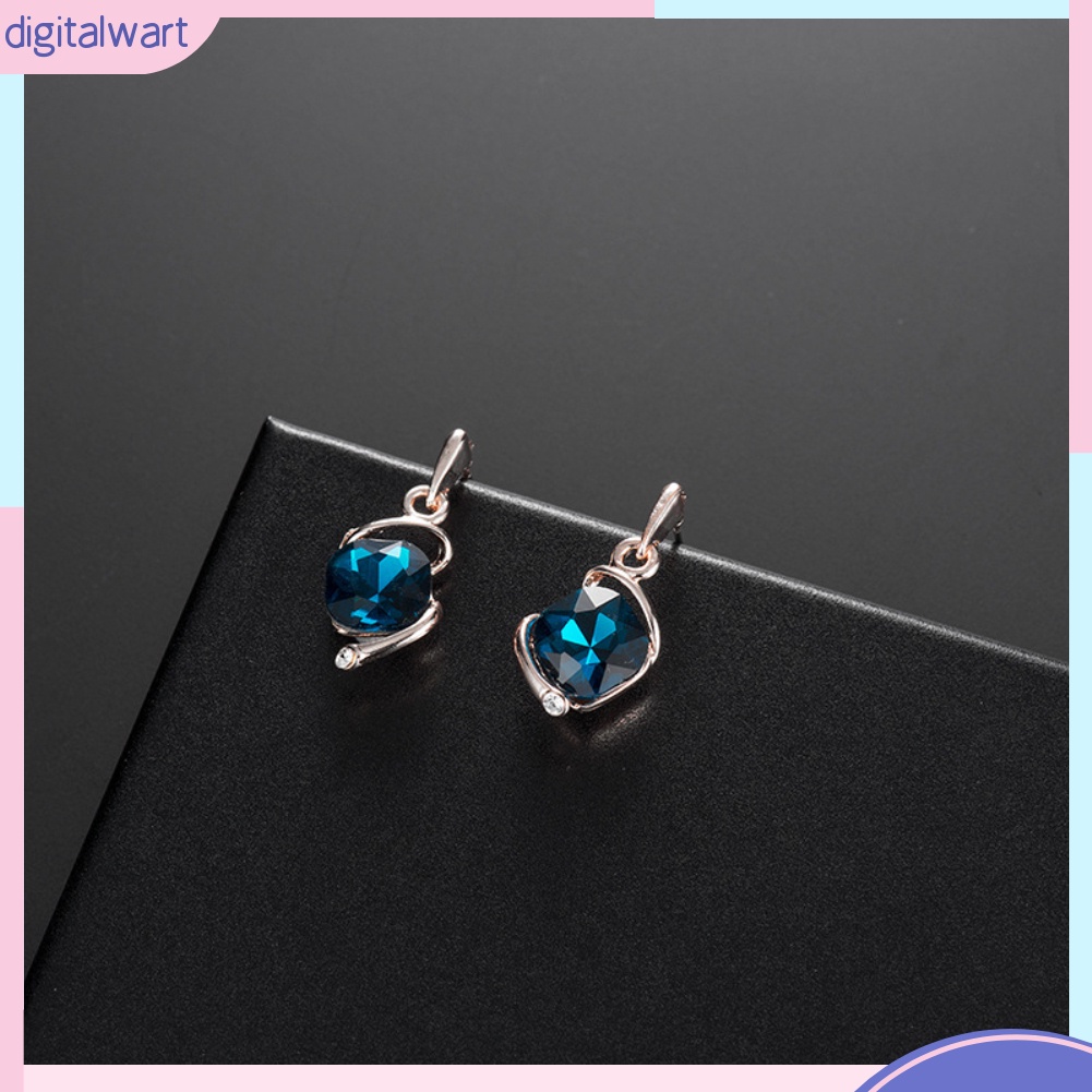 Bộ Dây Chuyền + Bông Tai Mặt Vuông Đính Đá Thời Trang Cho Nữ