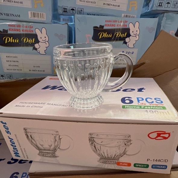 bộ 6 cốc thủy tinh có quai