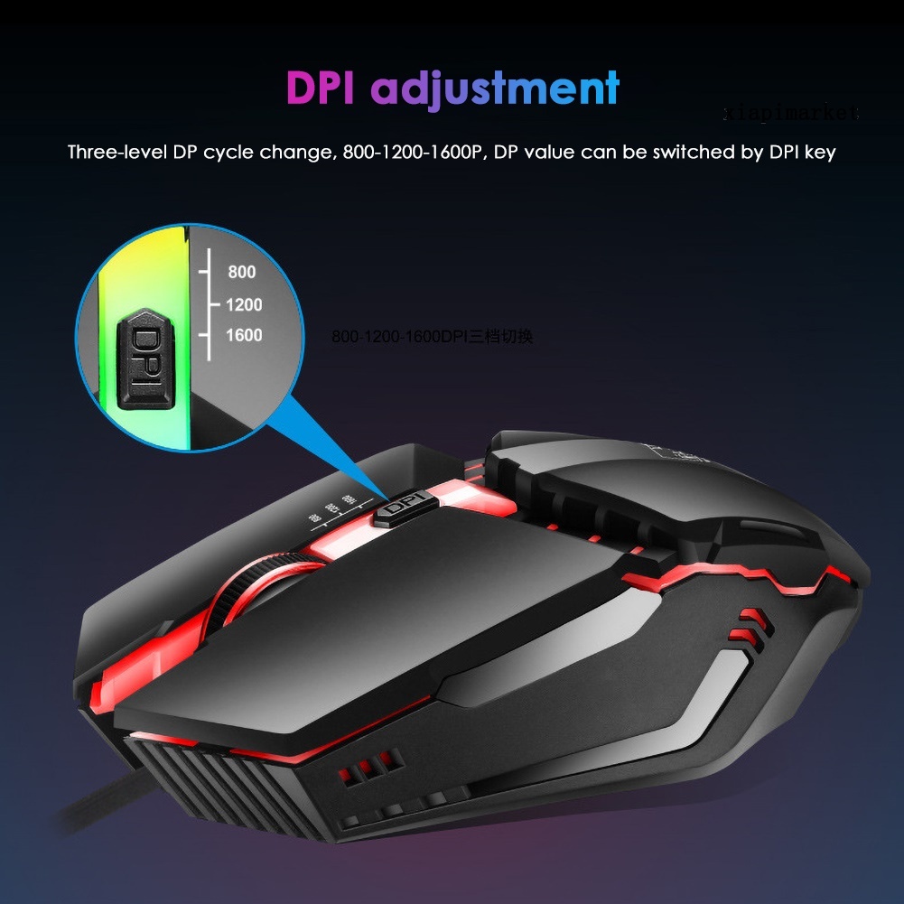 LOP_K3 Ergonomic USB Colorful Breathing Light Wired Gaming Mouse for PC Computer