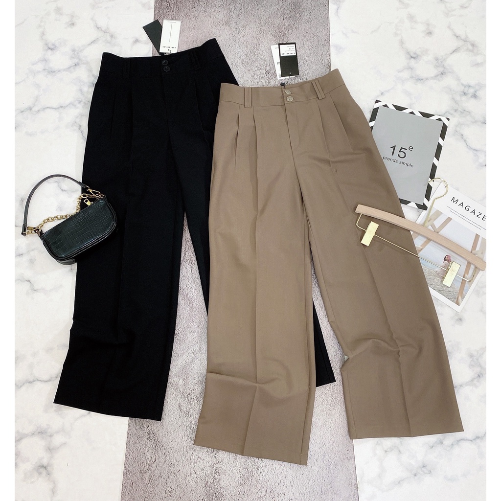 Quần suông culotte công sở 2 cúc đỉa ghép 2 màu nhấn li Q813 Aholic