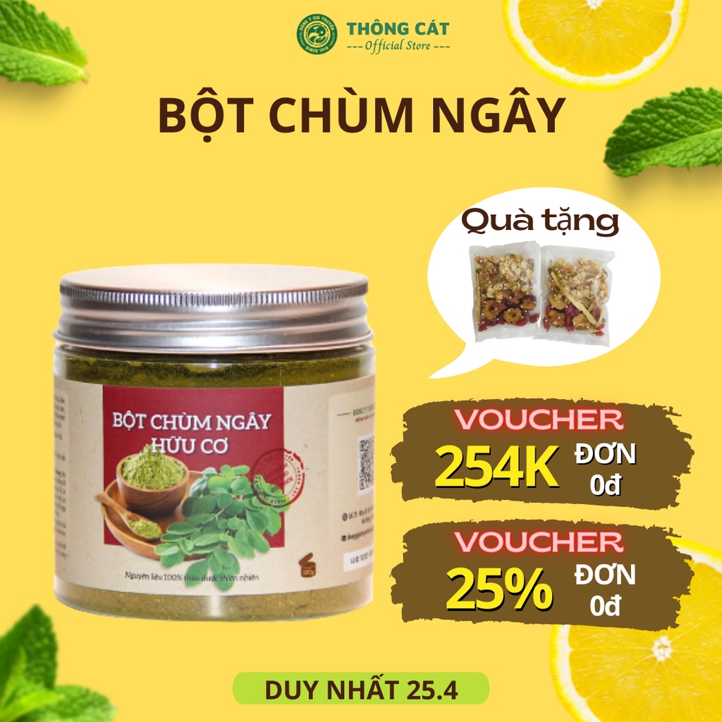 Bột chùm ngây hữu cơ thảo dược Thông Cát giúp đẹp da, dưỡng trắng da mặt, lợi sữa, bồi bổ sức khỏe (bột ăn dặm cho bé)